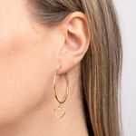 Brinco Ouro 18k Argola Coração 113637
