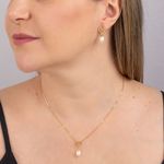 Pingente Ouro 18k Pérola Biwa Coração Vazado 513690