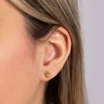 Brinco Ouro 18k Infantil Abacaxi Zircônia 115956