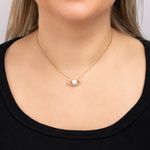 Gargantilha Ouro 18k Olho Grego Pérola 40cm Diamante 16 Pontos 601677
