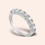 Meia Aliança Prata Moissanite 70 pontos