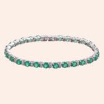 Pulseira Prata 925 Riviera Zircônia Verde e Branca 1804412