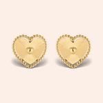 Brinco Ouro 18k Coração Diamantado Vazado 116809