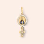 Pingente Ouro 18K Nossa Sra Aparecida Cruz e Zircônias 516903