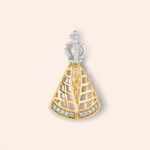 Pingente Ouro 18K Nossa Sra Aparecida Vazada Zircônia 517906