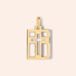 Pingente Ouro 18K Placa Cruz Vazada 517892