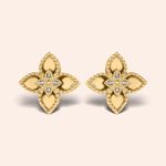 Brinco Ouro 18k Trevo Diamante 4 pontos 116265
