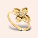 Anel Ouro 18k Trevo Diamante 2 pontos 313026