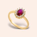 Anel Ouro 18k Zircônia Oval 313309