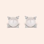 Brinco Ouro Branco 18k Pérola Diamante 116658
