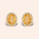 Brinco Ouro 18k Oval Critrino e Diamantes 115438
