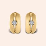 Brinco Ouro 18k Abaulado Vazado Diamante 116690