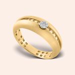 Anel Ouro 18k Abaulado Vazado Diamante 313391