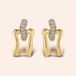 Brinco Ouro 18k Retângulo Vazado Zircônia 116802