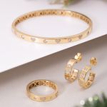 Brinco Ouro 18k Meia Argola Zircônia Coração 116810