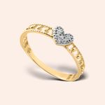 Anel Ouro 18k Vazado Coração Diamante 310365