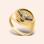 Anel Ouro 18k Redondo Espírito Santo Oração 310796