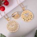 Anel Ouro 18k Redondo Espírito Santo Oração 310796