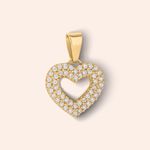 Pingente Ouro 18k Coração Vazado Zircônia 516248