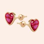 Brinco Ouro 18K Coração Zircônia 6mm 104740