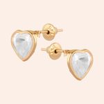 Brinco Ouro 18K Coração Zircônia 6mm 104740