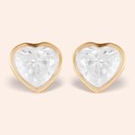 Brinco Ouro 18K Coração Zircônia 6mm 104740