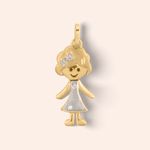 Pingente Ouro 18K Menina Diamante 3 pontos 500509