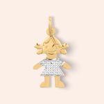 Pingente Ouro 18K Menina Diamantado 504729