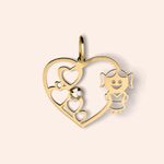 Pingente Ouro 18K Menina Coração Zircônia 507535