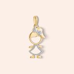 Pingente Ouro 18k Menina Diamante 1 Ponto 512768