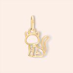 Pingente Ouro 18k Gato Zircônia