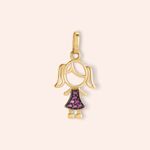 Pingente Ouro 18k Menina Zircônia 516179
