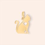 Pingente Ouro 18k Gato Coração 516501