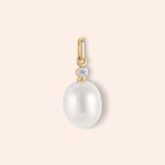 Pingente Ouro 18k Pérola Biwa Diamante 2 pontos 517005