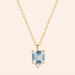 Gargantilha Ouro 18k Topázio Safira Quadrado 605840