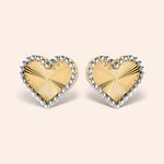 Brinco Ouro Amarelo e Branco 18k  Coração Diamantado 116966
