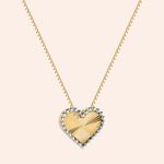 Gargantilha Ouro Amarelo e Branco 18k  Coração Diamantado 517966/200688