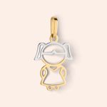 Pingente Ouro 18k Amarelo e Branco Menina 517983