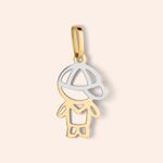 Pingente Ouro 18k Amarelo e Branco Menino Vazado 517984