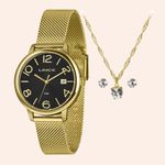 Relógio Lince Analógico Dourado com Semi Joia LRGH198L36/K05ZP2KX