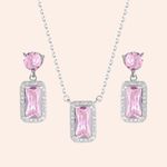 Conjunto Prata Retângular Zircônia 3100898