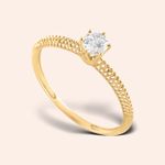 Anel Ouro 18k Solitário Vazado 313719
