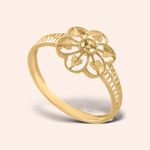 Anel Ouro 18k Trabalhado Flor Vazado 313764