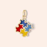 Pingente Ouro 18k Quebra Cabeça Esmaltado 517443