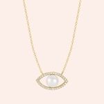 Gargantilha Ouro 18k Olho Grego Pérola 40cm Diamante 16 Pontos 601677