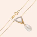 Gargantilha Ouro 18K Pérola Biwa Diamante 01 Ponto 40cm 603007