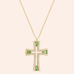 Gargantilha Ouro 18k Cruz Tsavorita Diamante 603157