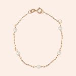 Pulseira Ouro 18K Infantil Elos Pérola 1900094