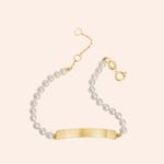 Pulseira Ouro 18k Infantil Pérola Chapa 1900457