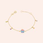 Pulseira Ouro 18k Infantil Pop It Cupcake Pedras Brasileiras 1900561
